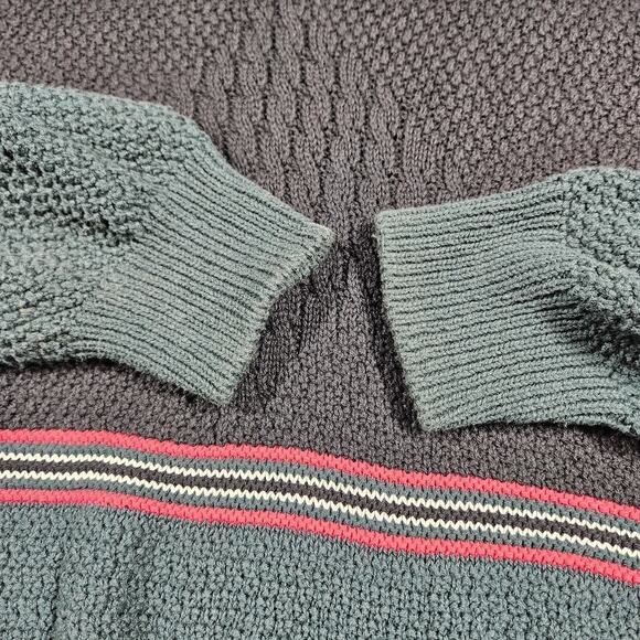 Vtg Jantzen Sweater Mens Large Green Black Colorblock Pullover Holiday USA - Picture 7 of 15